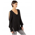 1.STATE Cold Shoulder V-Neck Sweater w/ Twist Sleeves