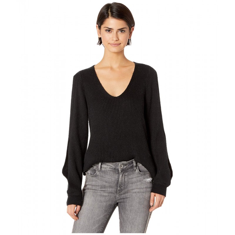1.STATE Cold Shoulder V-Neck Sweater w/ Twist Sleeves